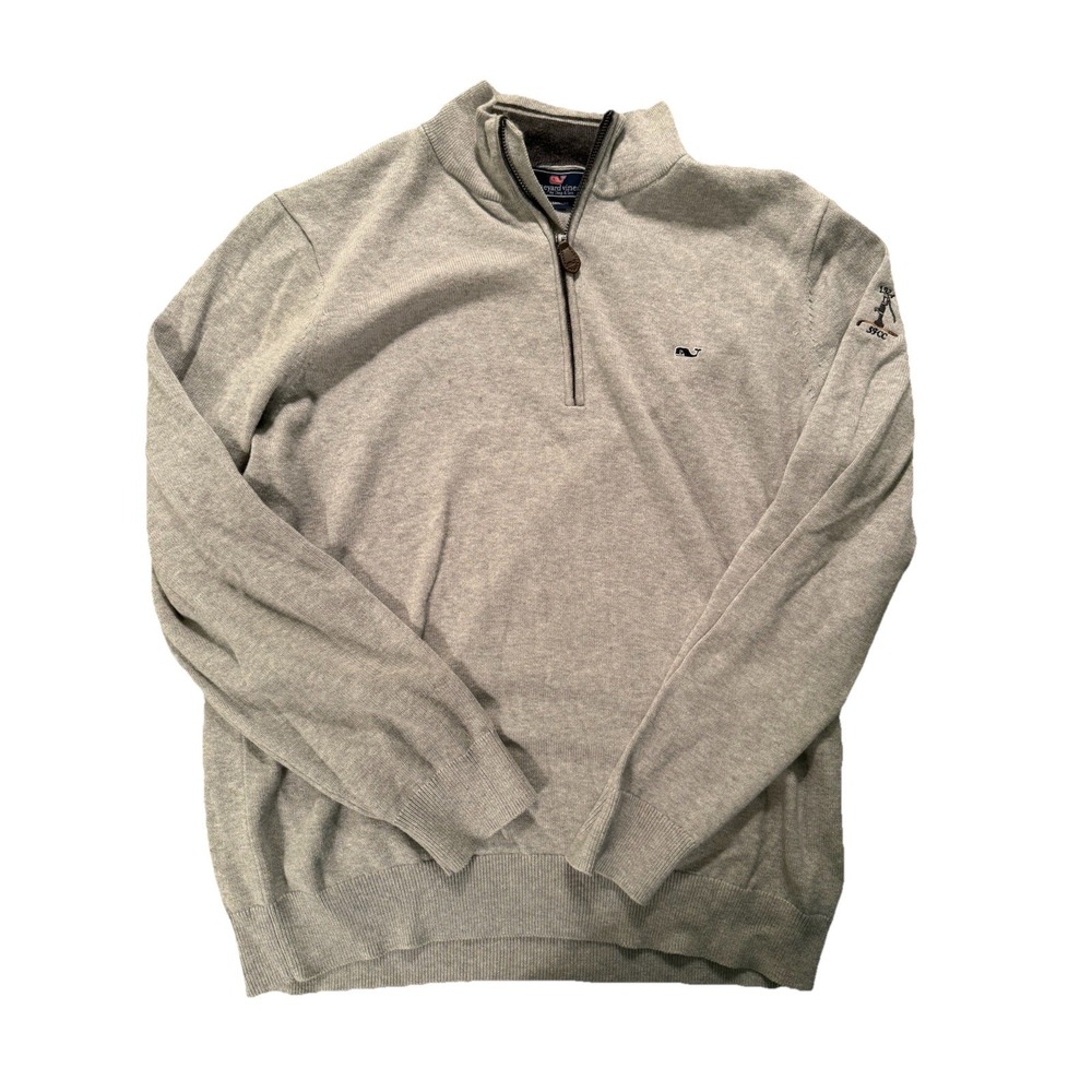 Vineyard Vines Grey 1/4 zip pullover sweater size L